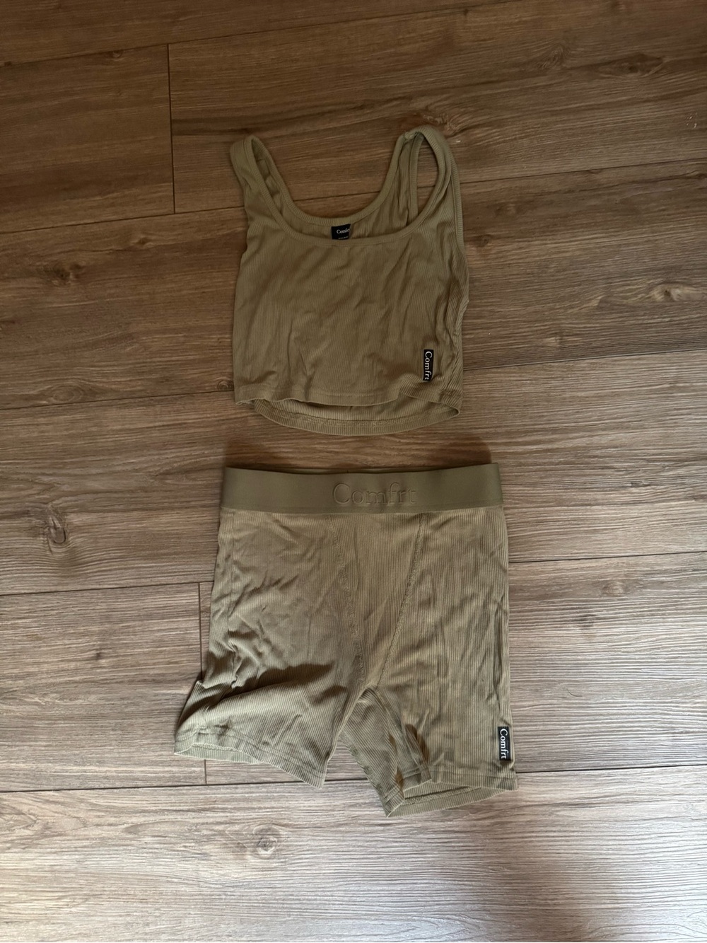 Comfy Olive Crop Tank & Boxer Short Set